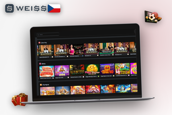 Weiss Casino desktop verze na Windows notebooku i MacBooku vedle sebe ve studiu