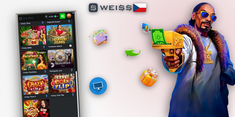 Weiss Casino aplikace na iPhonu, Android telefonu i tabletu vedle sebe